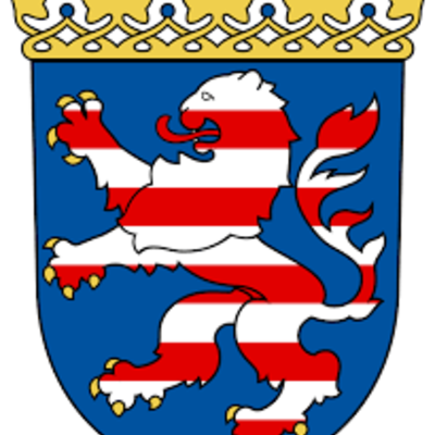 Hessisches Wappen mit einem Löwen als Erkennungszeichen in der Mitte.