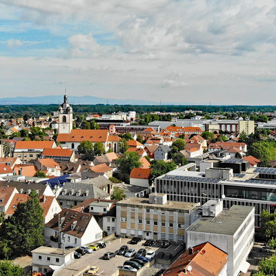 Blick &uuml;ber die Kernstadt Gro&szlig;-Gerau vom Museum aus gesehen