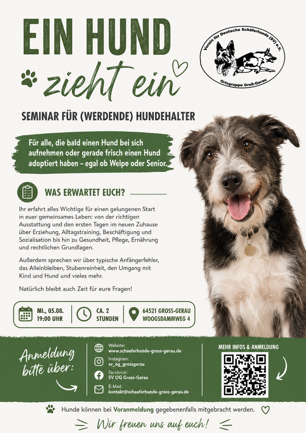 Ein Hund zieht ein Plakat