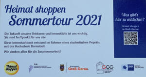 Plakette der Heimat shoppen-Sommertour der IHK Darmstadt.